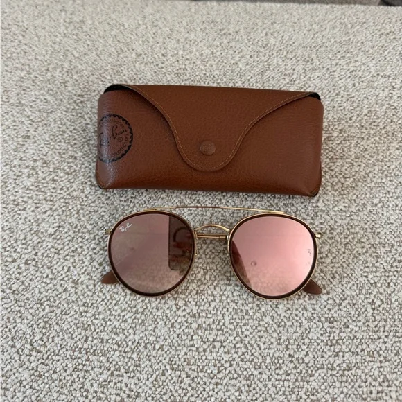 Round Double Bridge Gold & Brown sunglasses - Picture 5 of 8